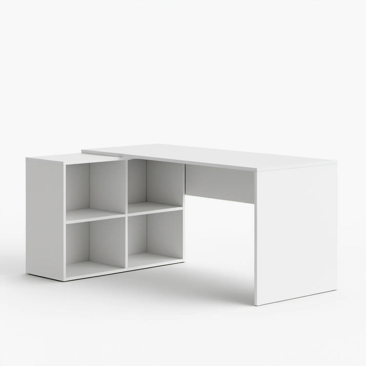 Białe biurko komputerowe z regałem 120 x 60 x 75 cm z płyty laminowanej