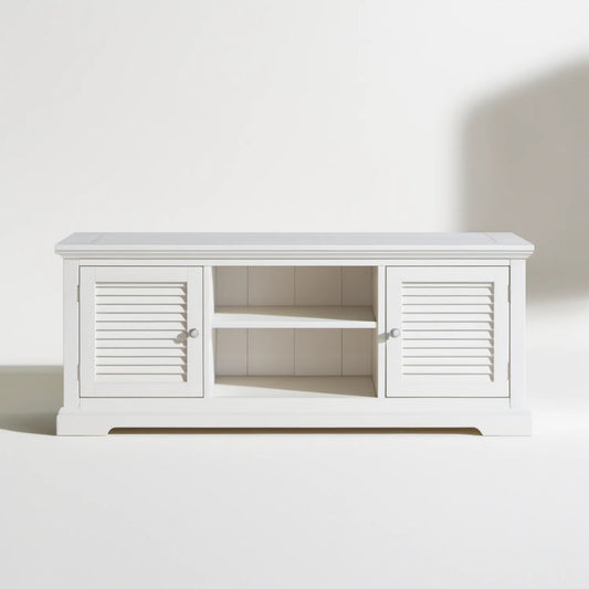 Biała szafka RTV 120 x 40 x 60 cm z lakierowanej płyty MDF